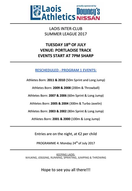 Laois Inter Club Summer League Day 1Rescheduled 2017