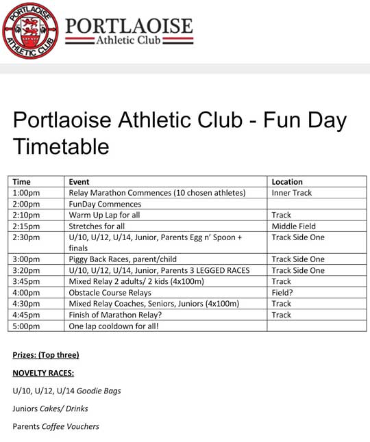 Portlaoise AC Fun Day 2017