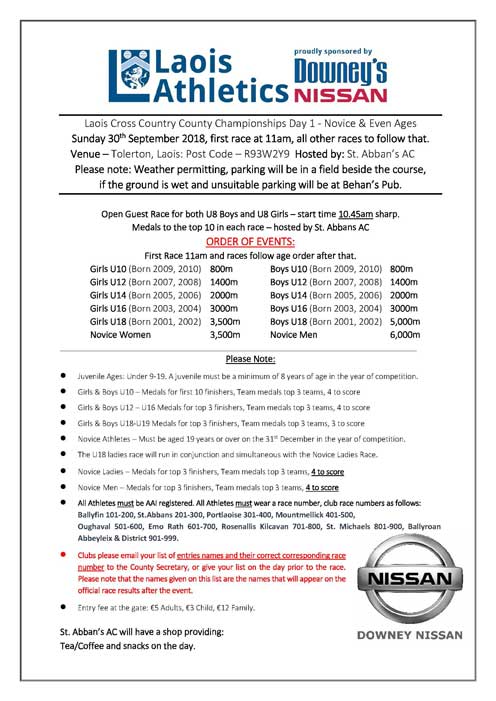2018 Laois CC Novice Even Ages Day1 St Abbans AC