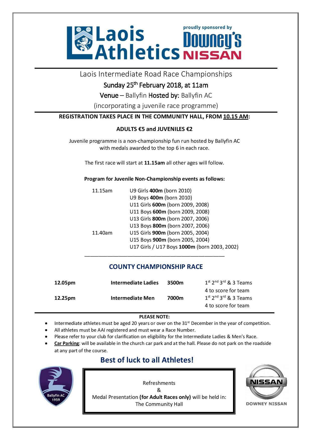 Laois Athletics Road Championships Day2 Intermediate 2018