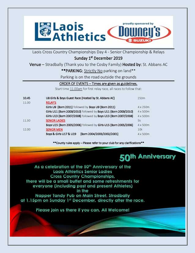 Laois Athletics Senior XC 2019 Stradbally