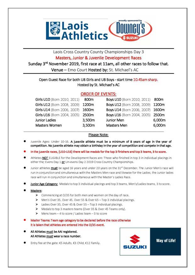 Laois Masters XC Emo 2019