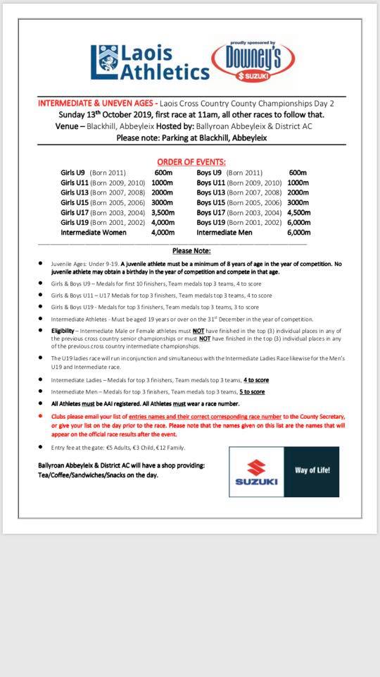 Laois Cross Country County Championships Day 2 2019