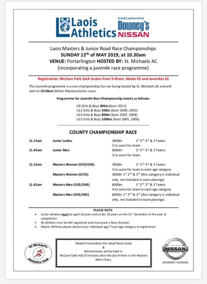 Laois Masters Road Race Portarlington 2019