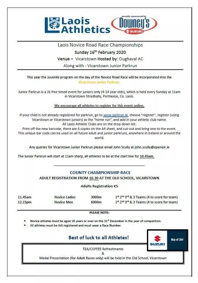 Laois Athletics Novice Road Race 2020